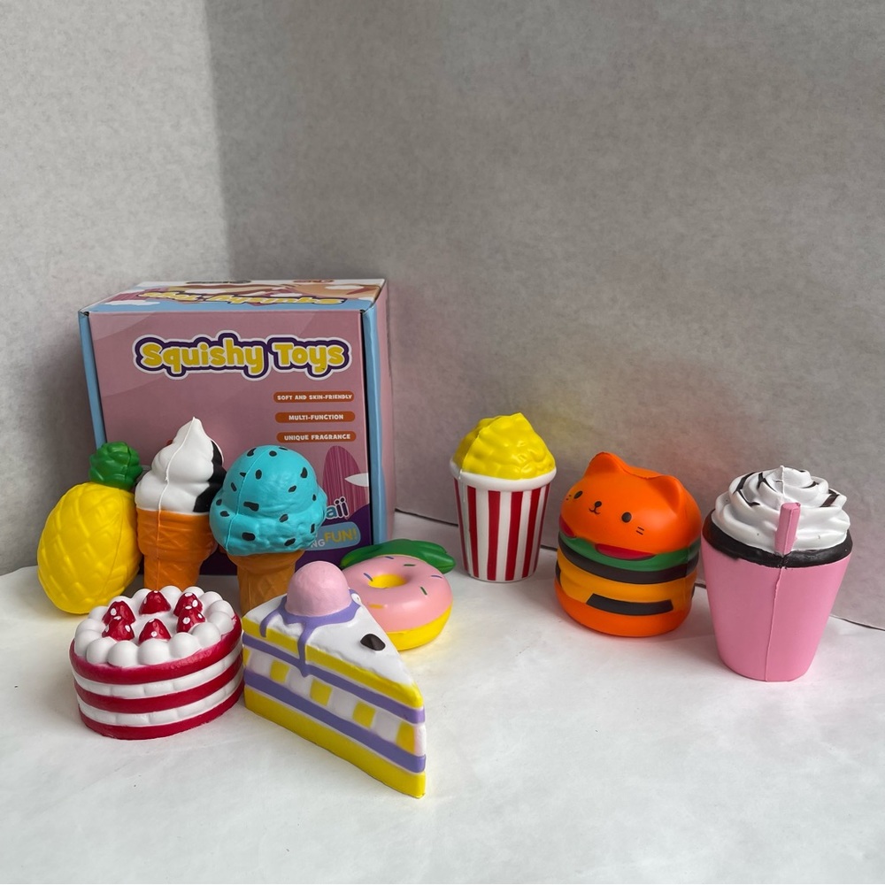 Kawaii Squishy Toy  Squish Rising  Food Squishes Squishable Large Lot of 9